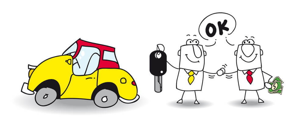 Cartoon of a person selling their car